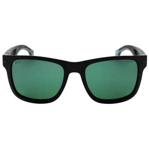Hugo Boss Green Polarized HC OL Lens Matte Black Sunglasses 1496 0O6W 55
